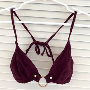 J. Crew Plum Bikini Top w/ Gold Ring
